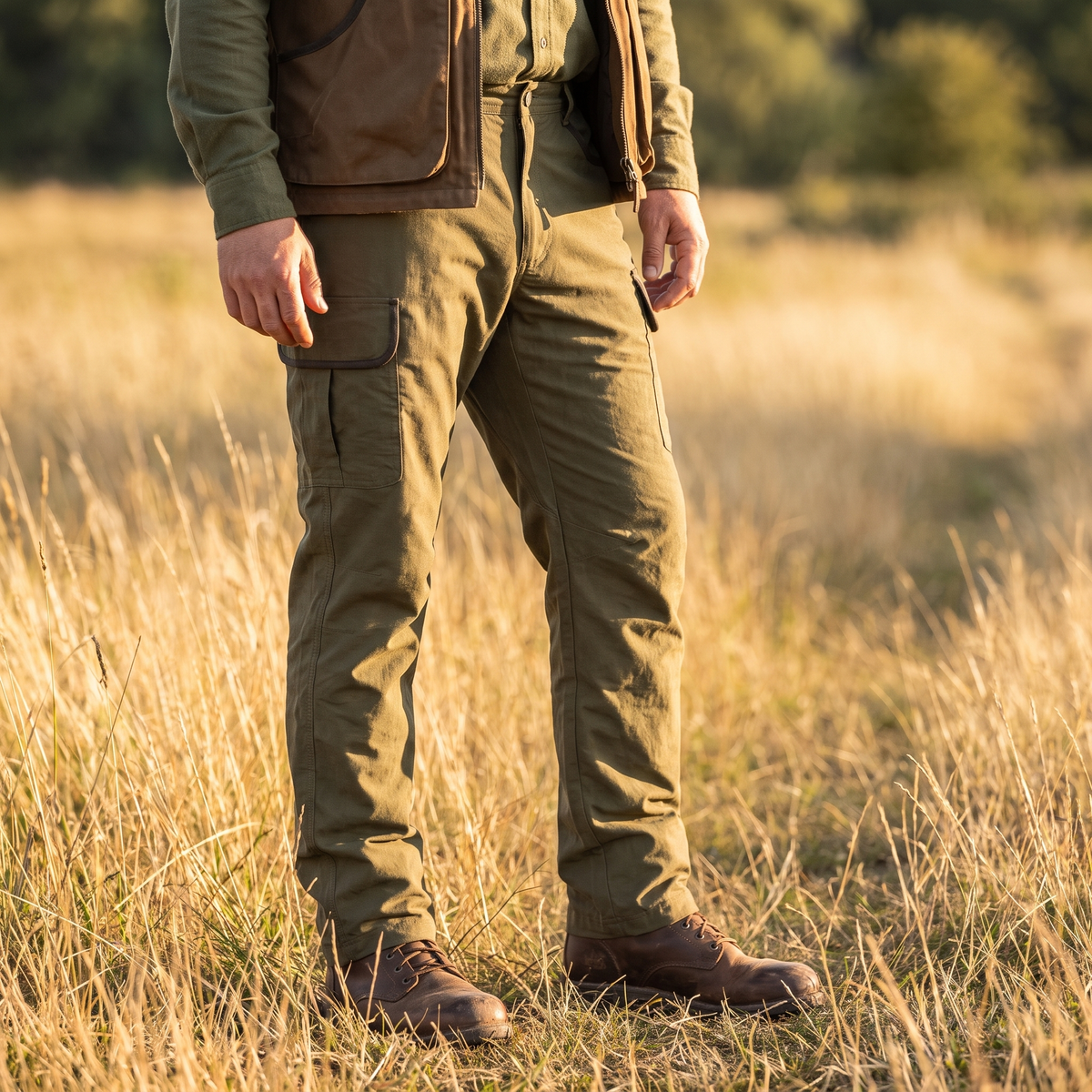 Percussion Lovačke Pantalone Hyperstretch Savane u prirodi