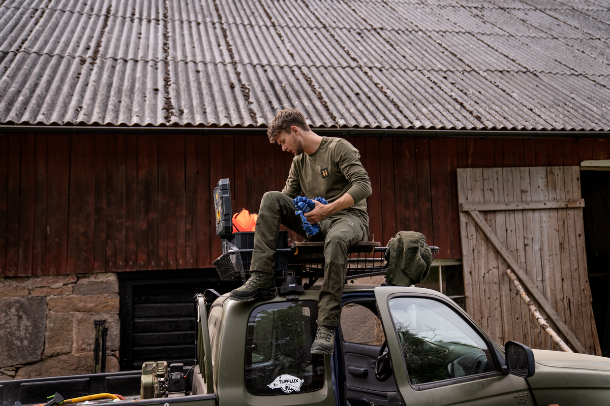 Härkila Fjell Lovačke Pantalone - Forest Night/Rosin
