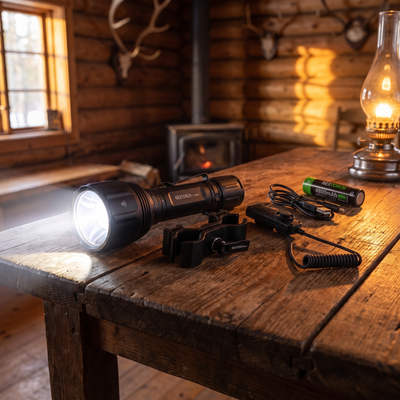 Nextorch Baterijska Lampa T7 Hunting Set u lovačkoj kolibi
