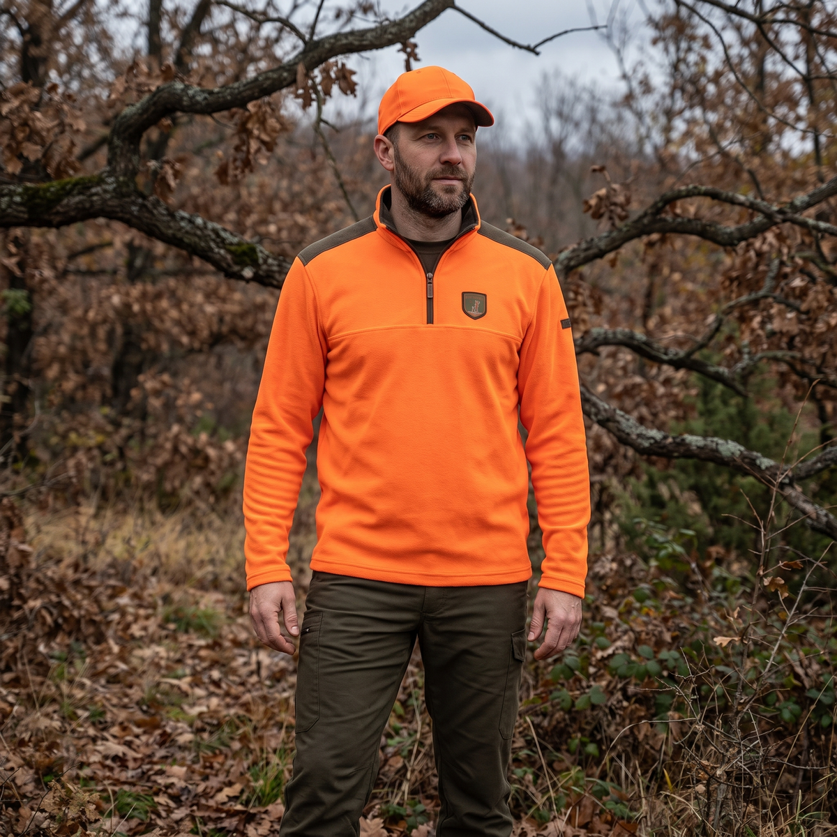 Percussion Duks Fleece Husky - Narandžasti - lovac u jesenjoj šumi