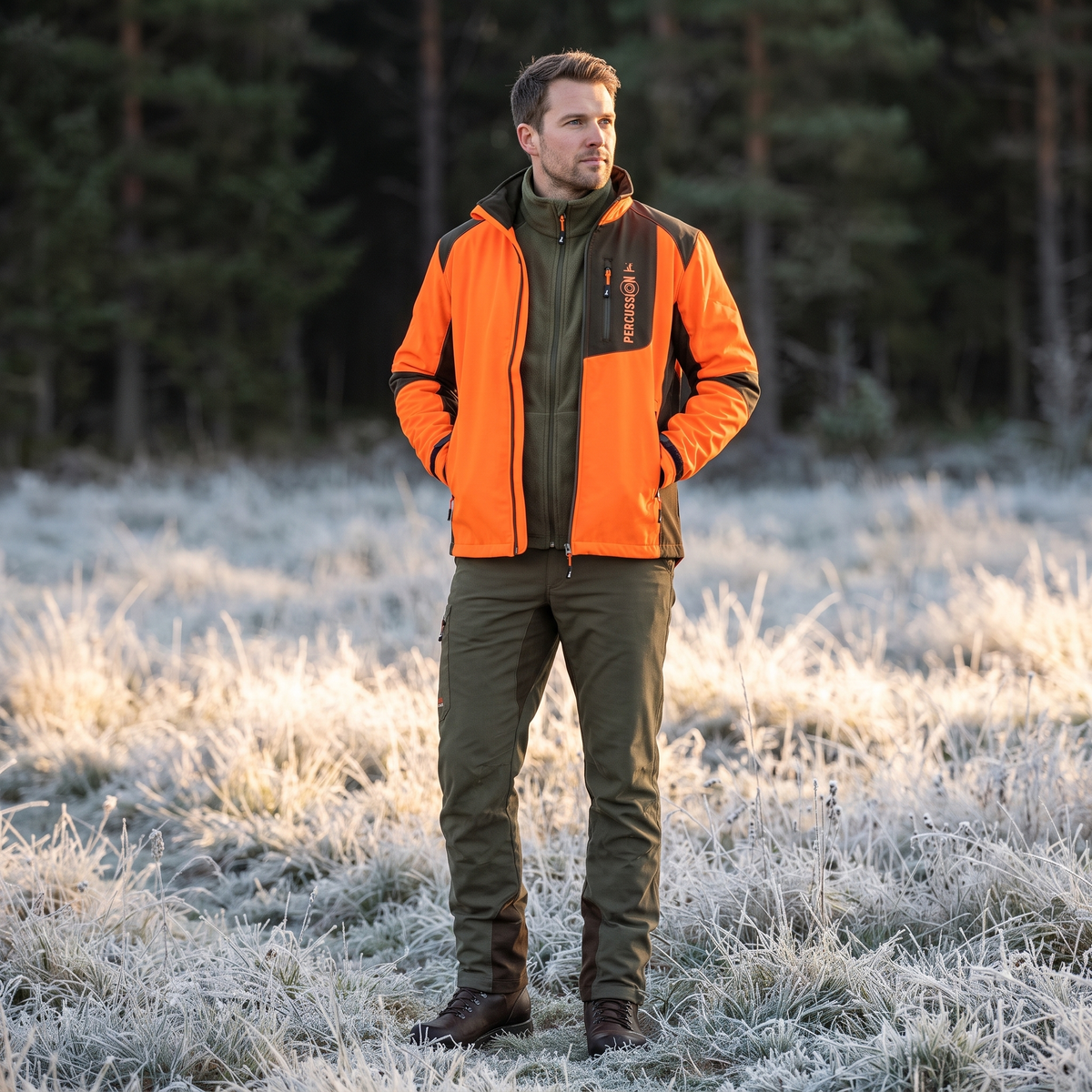 Percussion Lovačka Jakna Softshell Orange u prirodi